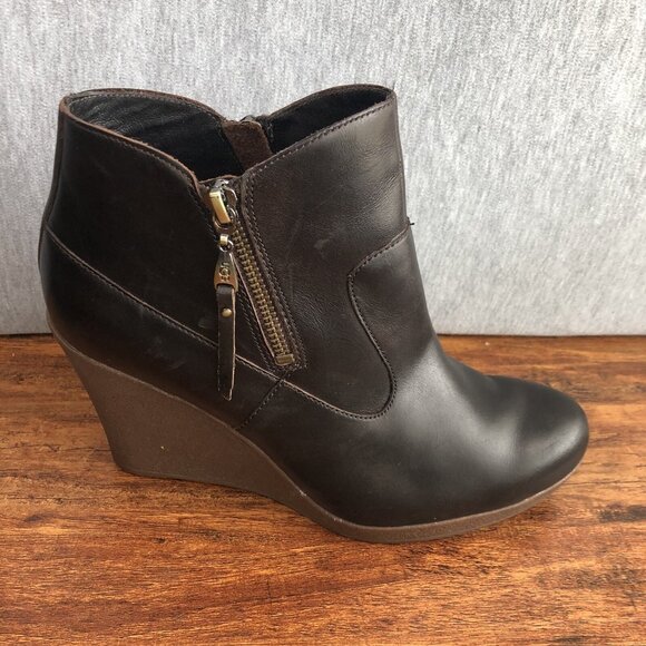 UGG Meredith Womens Size 9 Brown Leather Zipper Up Bootie Ankle Boots Boho - Picture 5 of 11